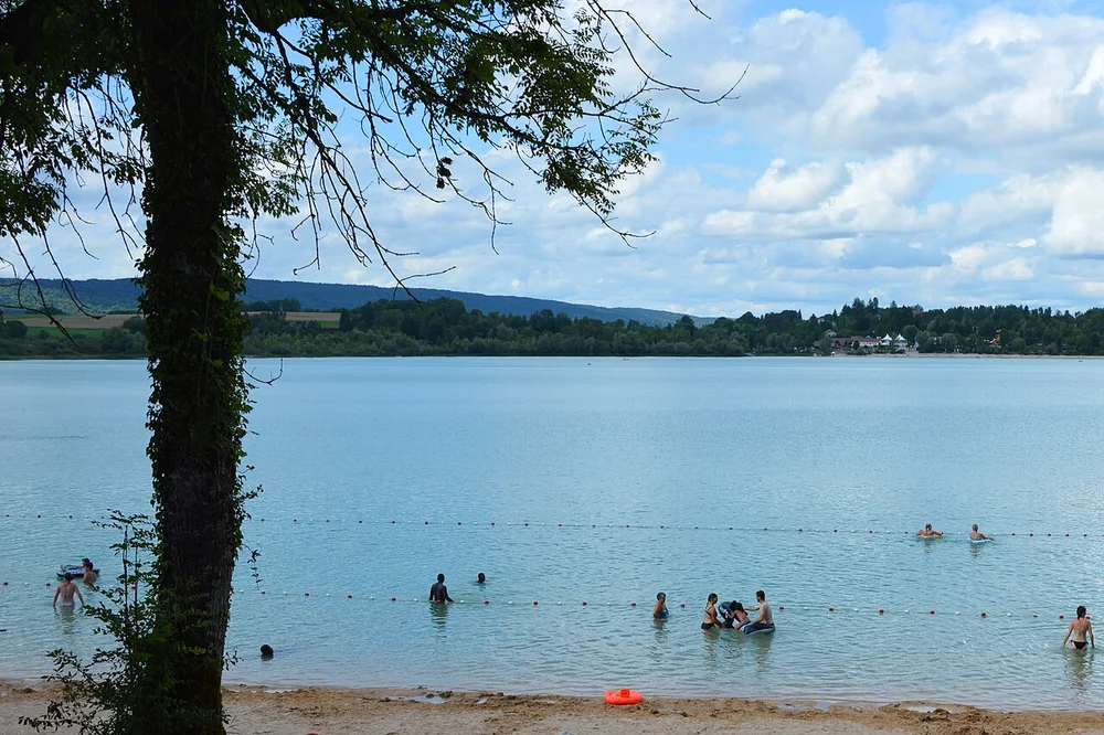 Doucier beach at Lac de Chalain