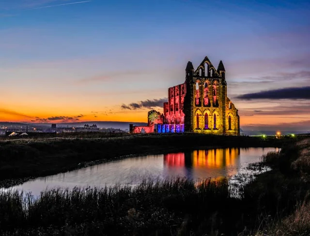 Whitby Abbey Illuminated at dusk